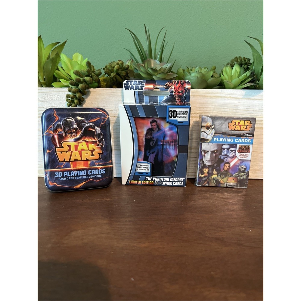 Lot Of 3 Star Wars 3D Playing Cards 2 Sealed 1 Opened